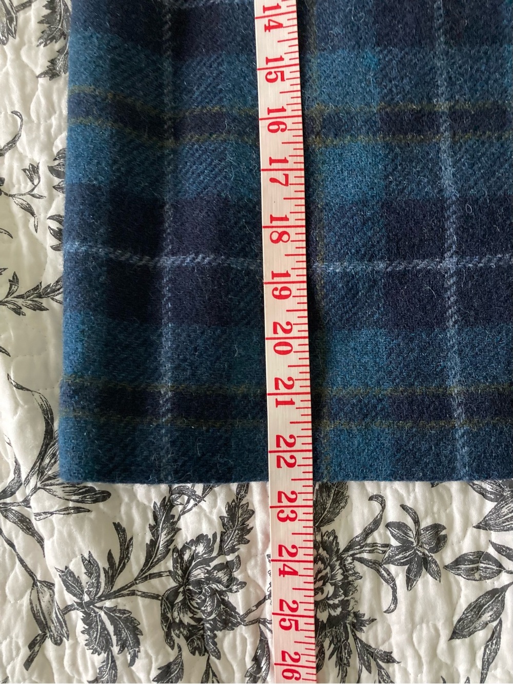 Classic Plaid Wool-Blend Skirt in Teal and Navy - Picture 4 of 7